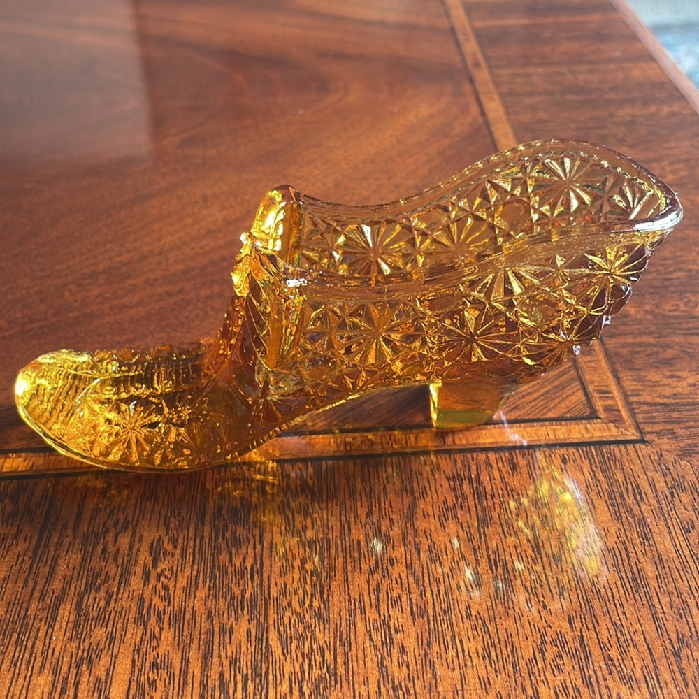 Kanawha glass shoes amber Cadium vintage shoe - Picture 6 of 10